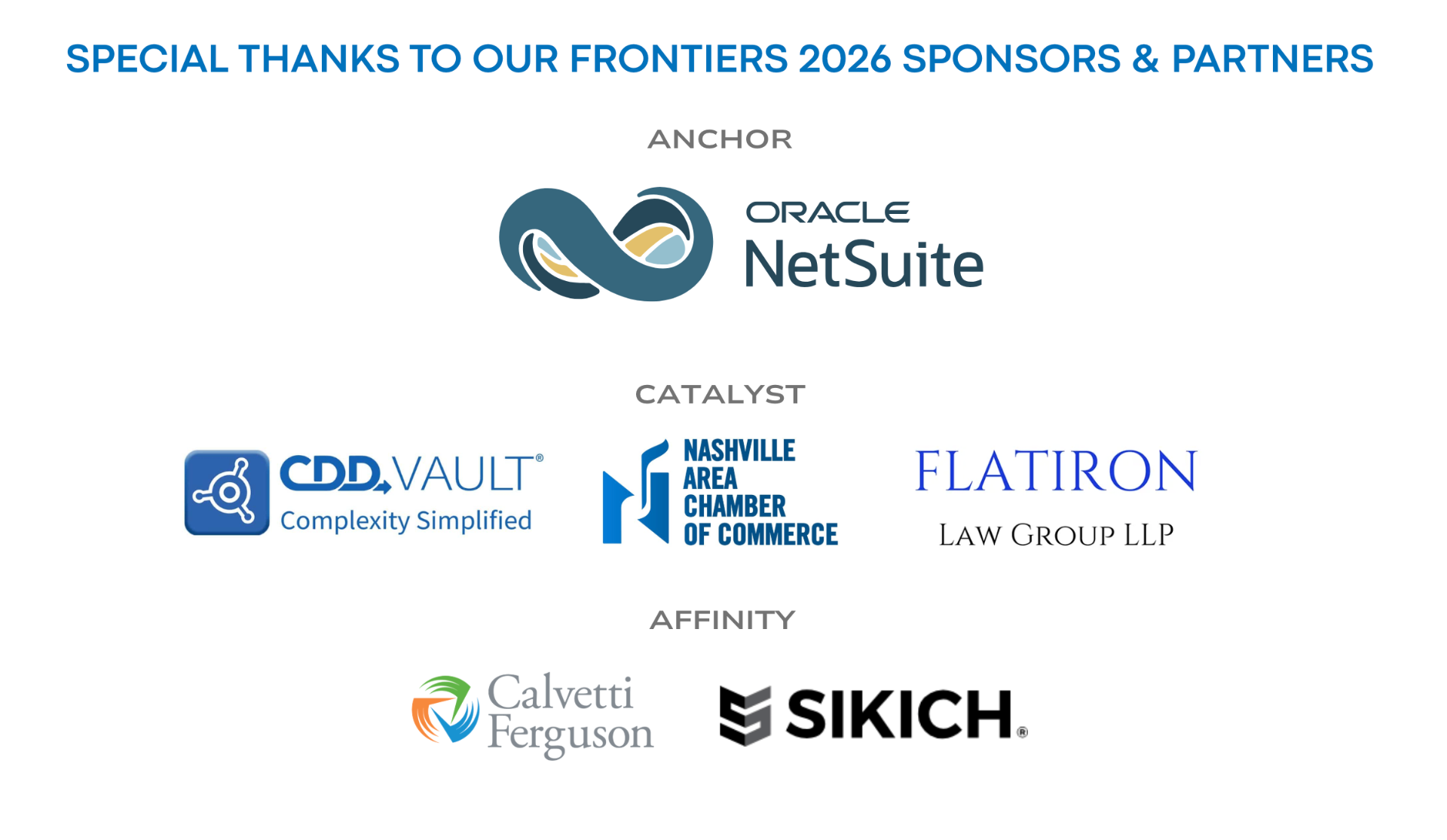 Frontiers 2026 sponsors and partners
