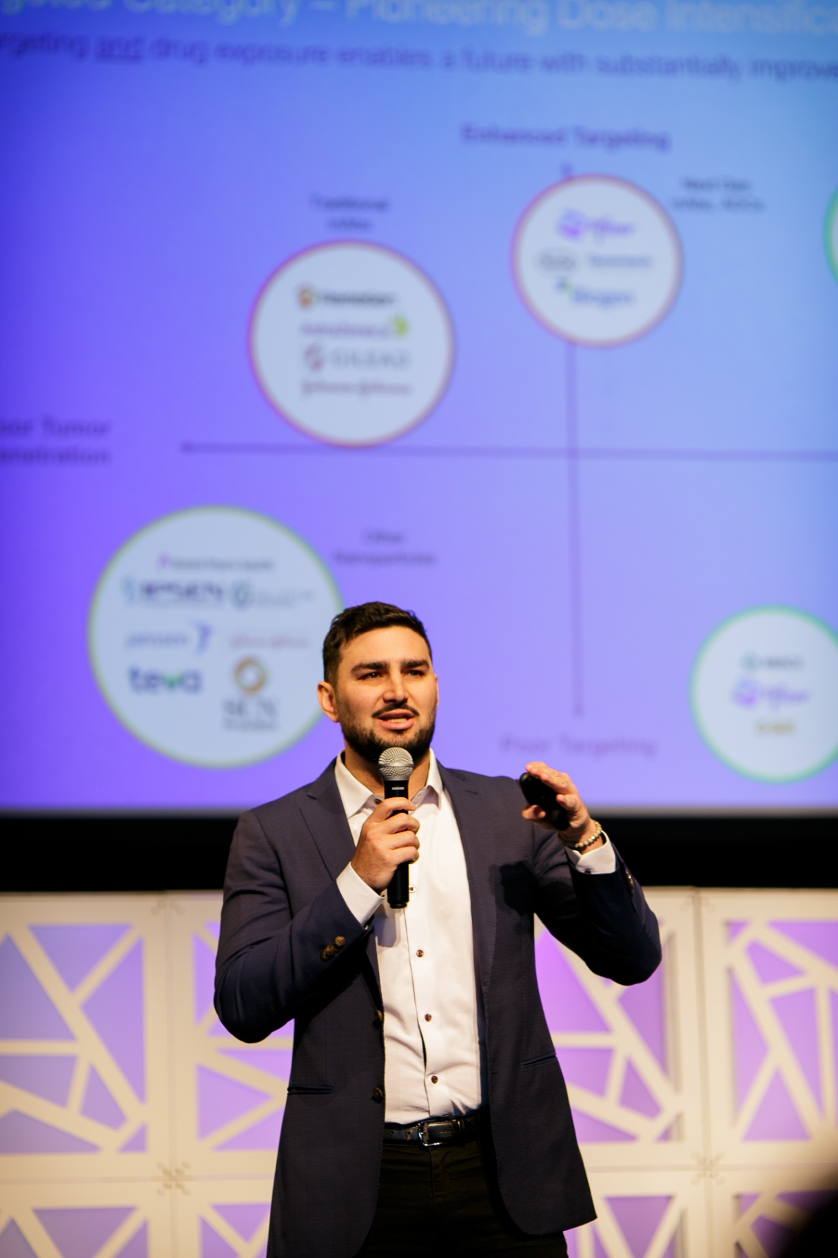 Founder presenting on stage during the Frontiers 2026 pitch showcase